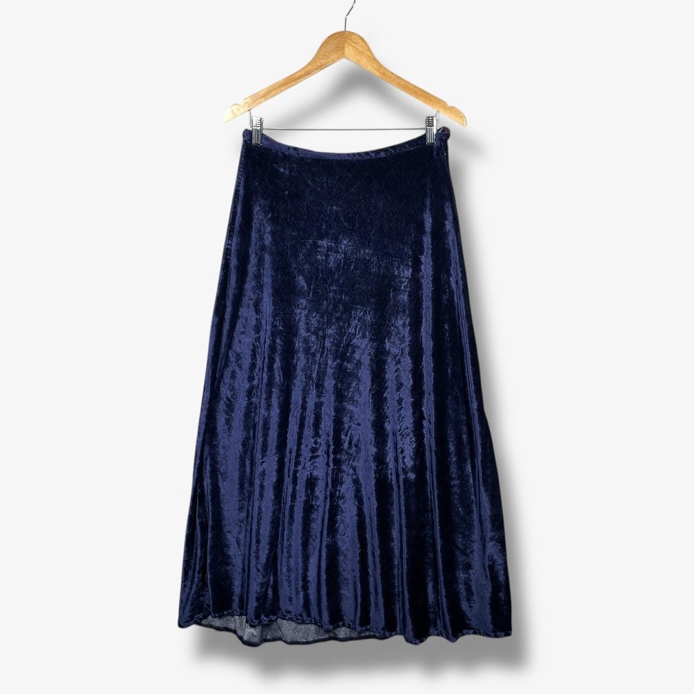 Rene Derby Blue Velvet Maxi Skirt Womens M Elegant Party Whimsigoth Romantic